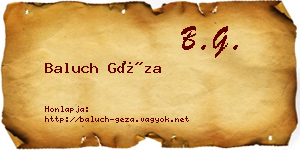 Baluch Géza névjegykártya